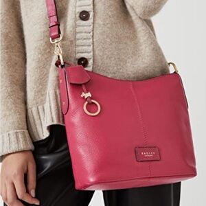 Radley London Southwark Lane red pebble leather adjustable zip crossbody bag